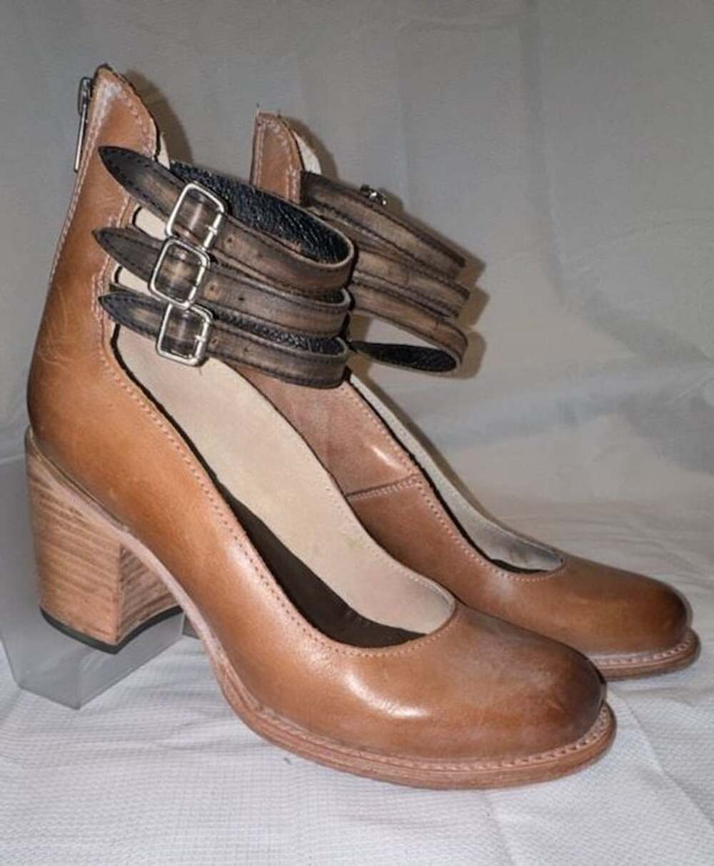 Freebird Randi Leather Ankle Strap Back Zipper Clay Multi Size 7.5